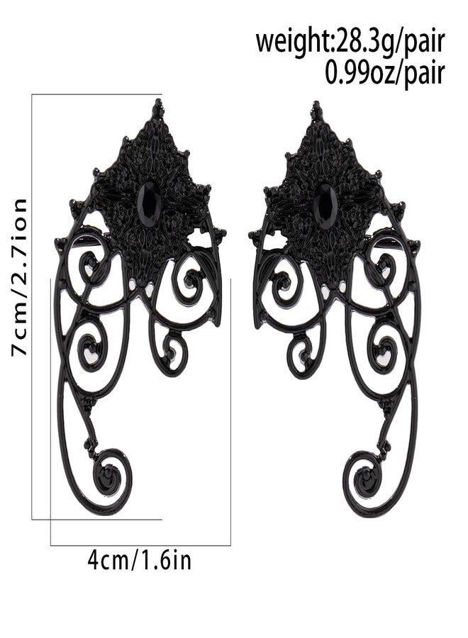 Rannyrena Gothic Black Elf Fairy Ear Cuffs 2pcs Punk Hollow Floral Piercing Ear Wrap Cartilage Climber Earrings for Cosplay Party Hip Hop Clip on Statement Earrings Gift for Women - Image 5